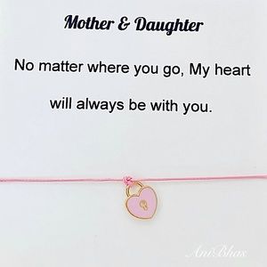 2 Minimalist Dainty Pink Heart Wax Cord Bracelet